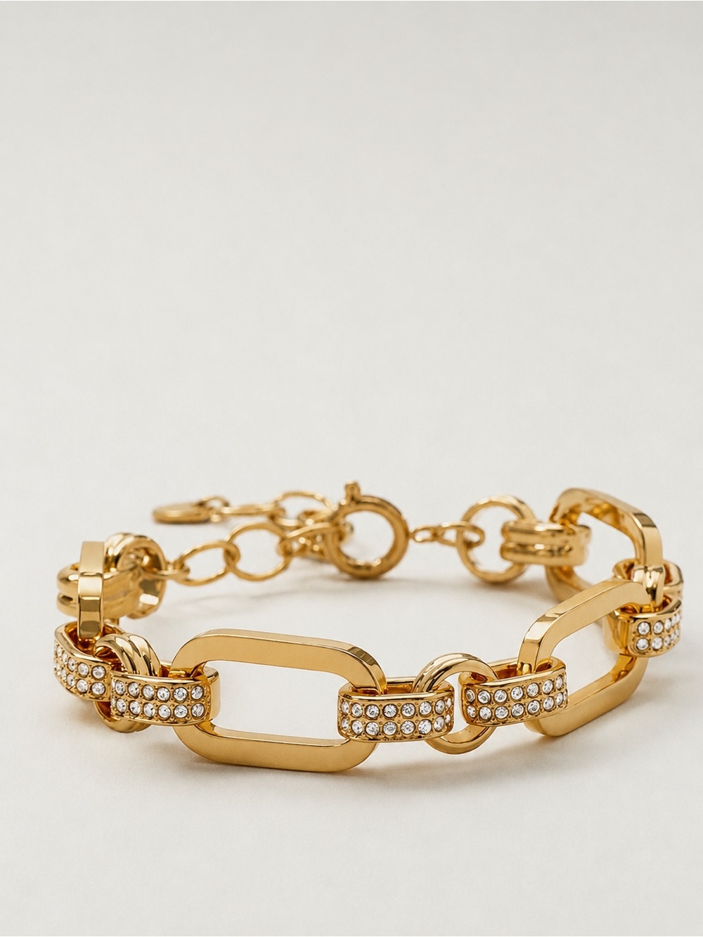 Touchstone Crystal Bold Move Bracelet – Golden Crystal Statement Bracelet